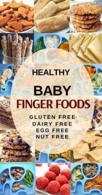 Looking for baby finger food recipes? Here are 20 finger food ideas for baby or toddler – healthy, wheat free, gluten free, dairy free and egg free. Simple and easy finger foods for baby or snack ideas that don’t come from a box: suitable for 9 + month old babies + toddler meals. All these baby finger food recipes don't require a lot of prep and are perfect as baby led weaning foods, for snacking or as an entire meal – breakfast, lunch, or dinner.