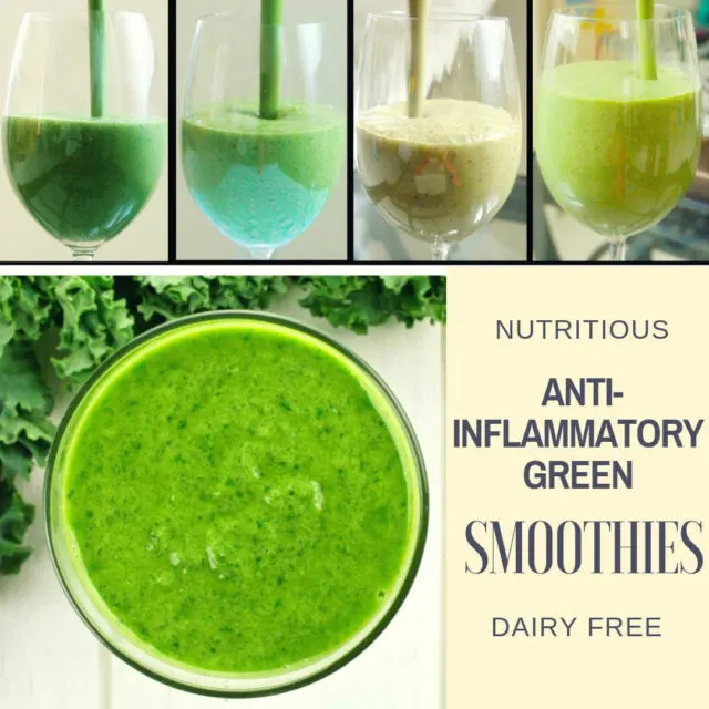 Anti-inflammatory green smoothies, dairy free great for breakfast
