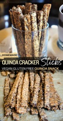 Craving a crunchy, healthy snack? Try these homemade quinoa cracker sticks! They're gluten-free, vegan, and packed full of nutritious ingredients like quinoa, walnuts, and various seeds. Easy to make, these quinoa crackers are perfect for snacking on their own or pairing with your favorite dips and salads. #quinoasnack #quinoacrackers #healthy #vegan #glutenfree #snack