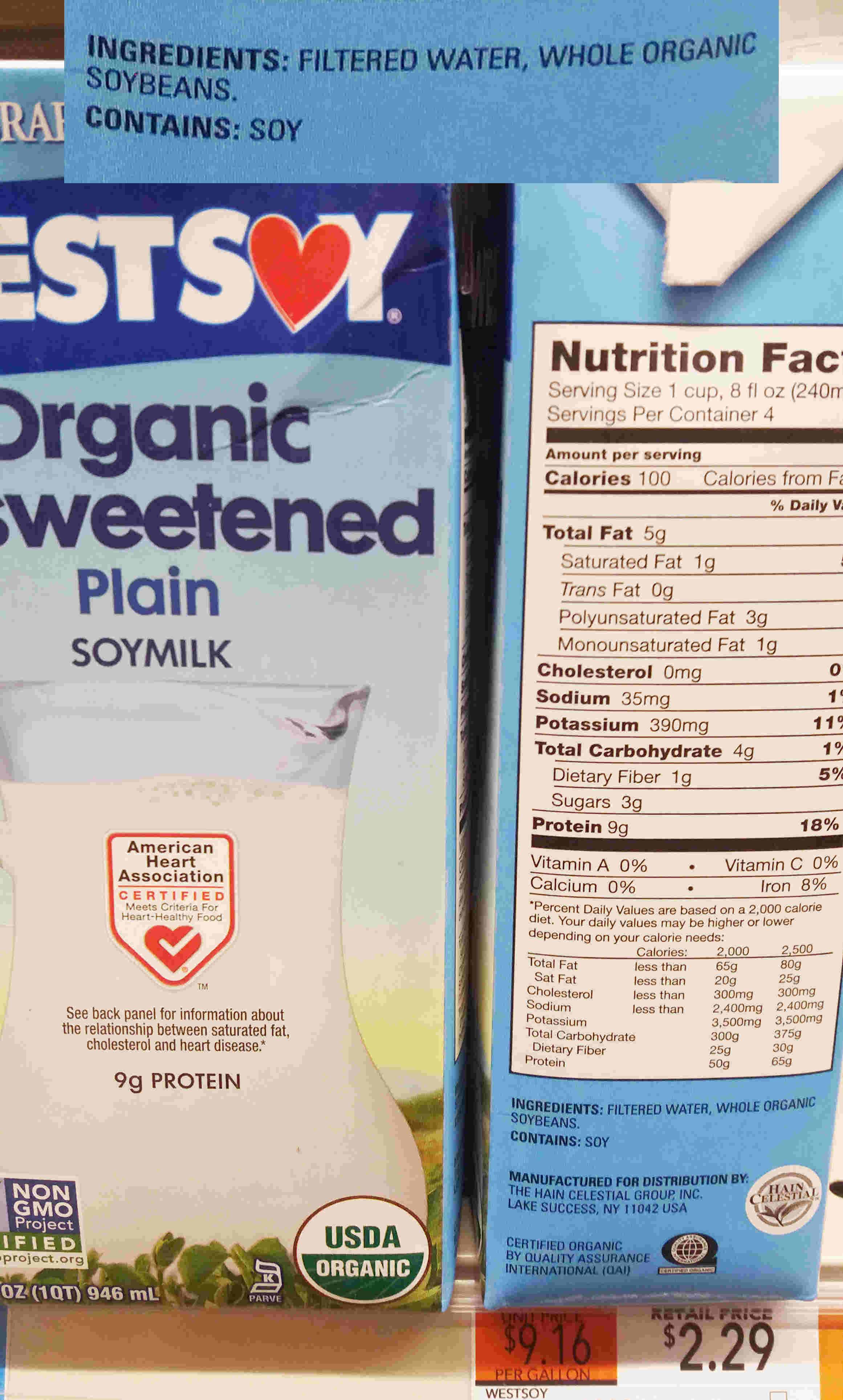 Organic soy milk