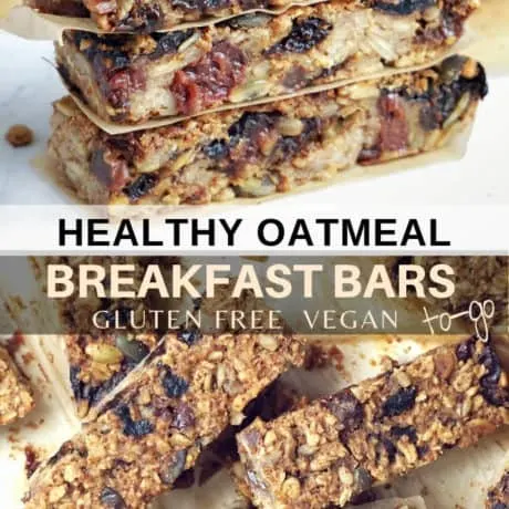 Learn how to make homemade oatmeal bars that are healthy, gluten free, dairy free, egg free and nut free. Great for vegan and clean eating diets. These chewy and soft baked oatmeal breakfast bars are simple and easy to make, healthy enough for a breakfast bar or to be enjoyed as snack even by your kids or toddlers.