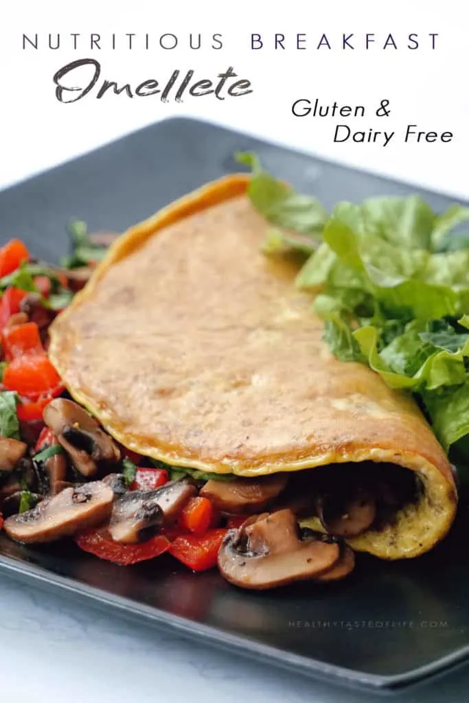 Looking for healthy omelette recipe ideas for breakfast? Then try this gluten and dairy free omelette recipe served with a hearty side of veggies. Start your morning with a healthy breakfast made with simple clean eating ingredients.