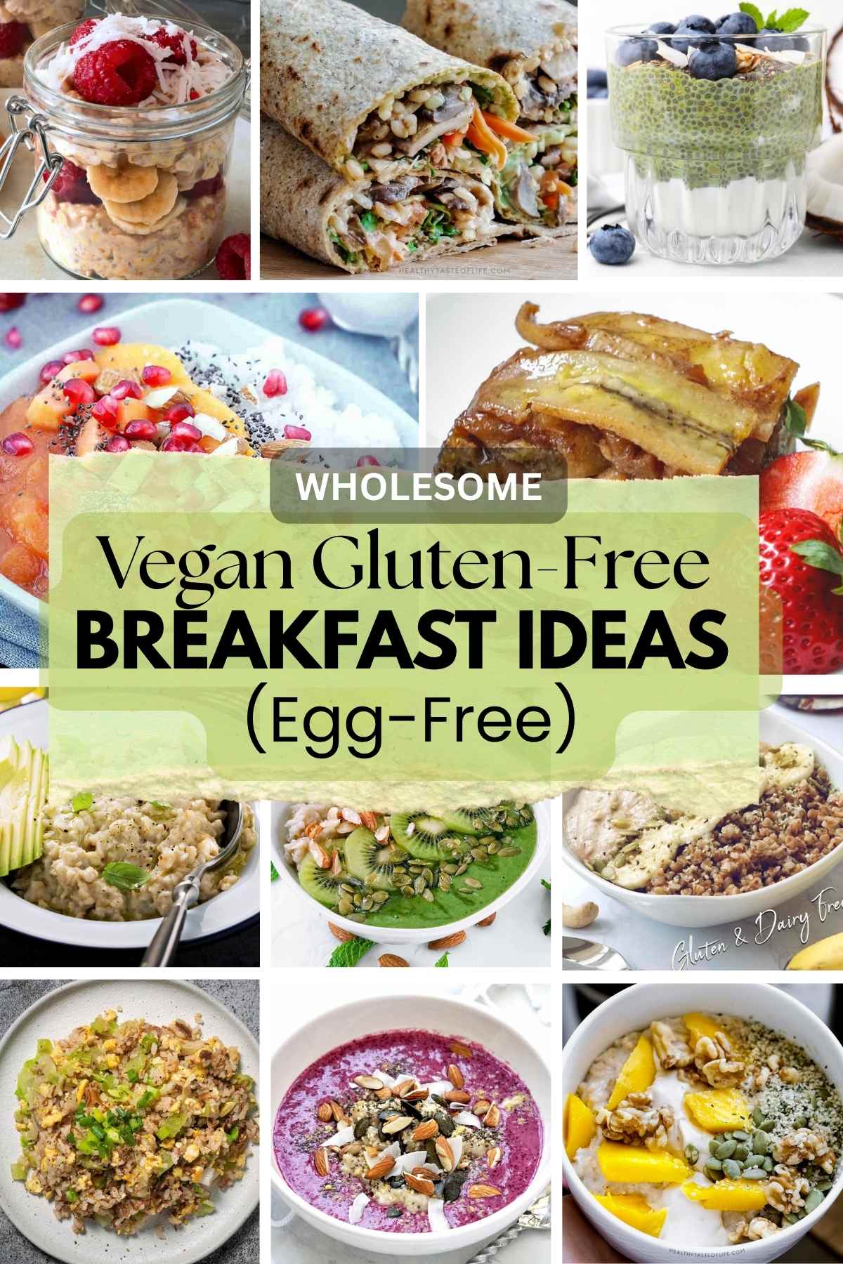 Vegan Gluten-Free Breakfast Ideas (Egg-Free) Collage Pinterest