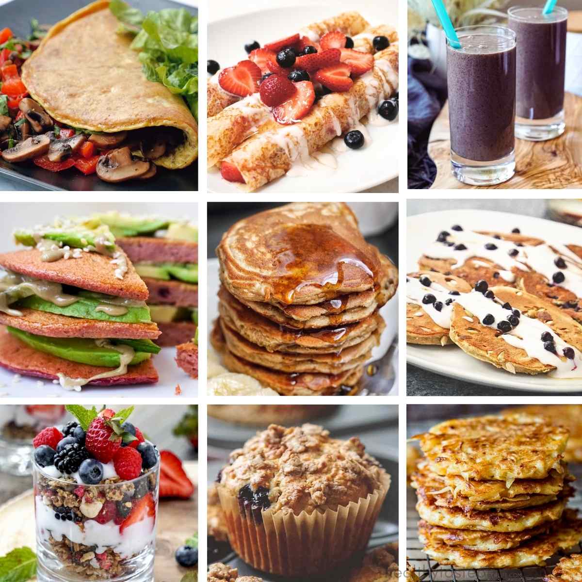 gluten free dairy free breakfast ideas collage sweet + savory