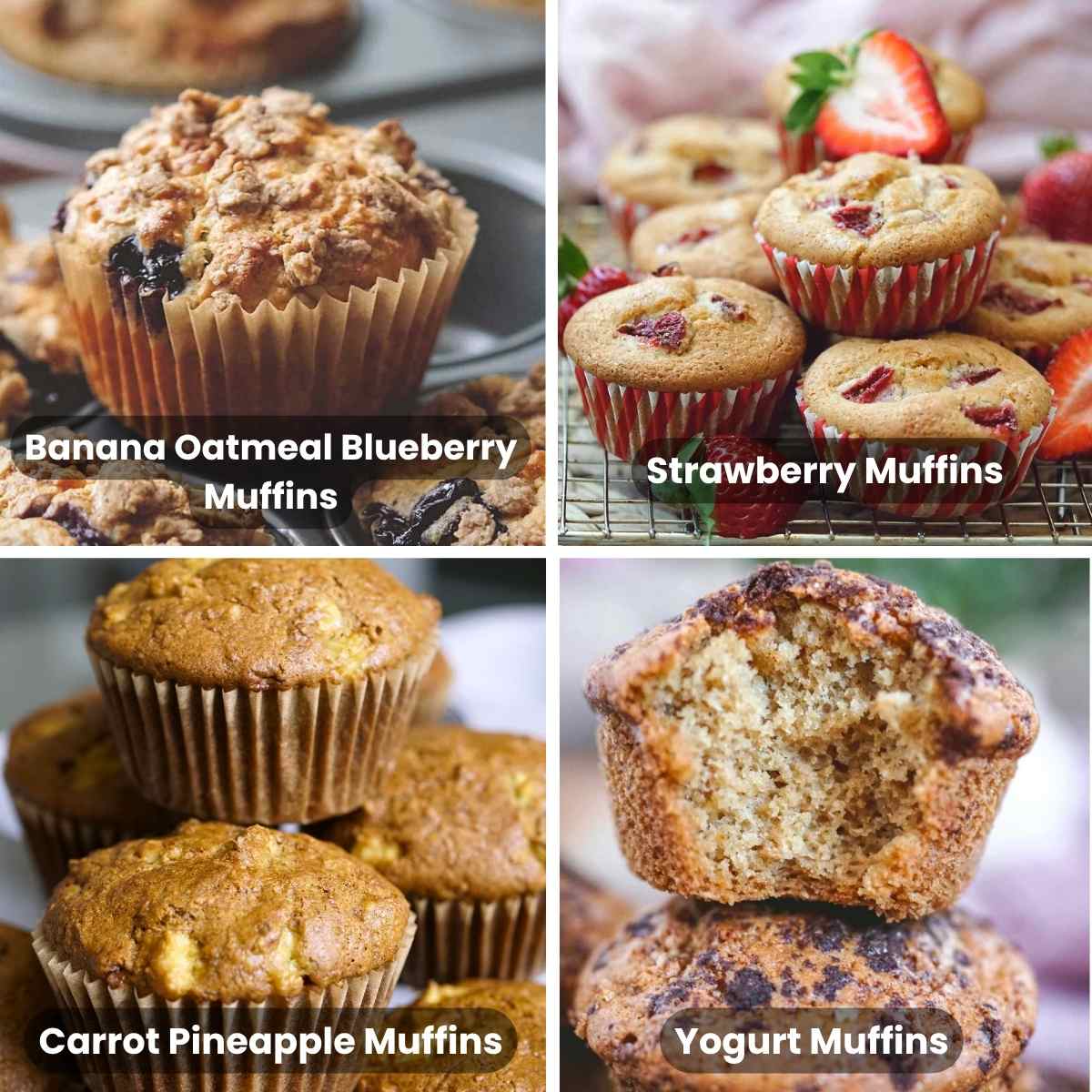 breakfast idea: gluten free dairy free muffin collage from healthytasteoflife