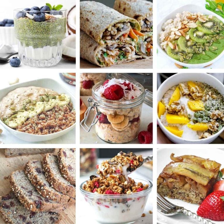 gluten free vegan breakfast ideas egg free collage