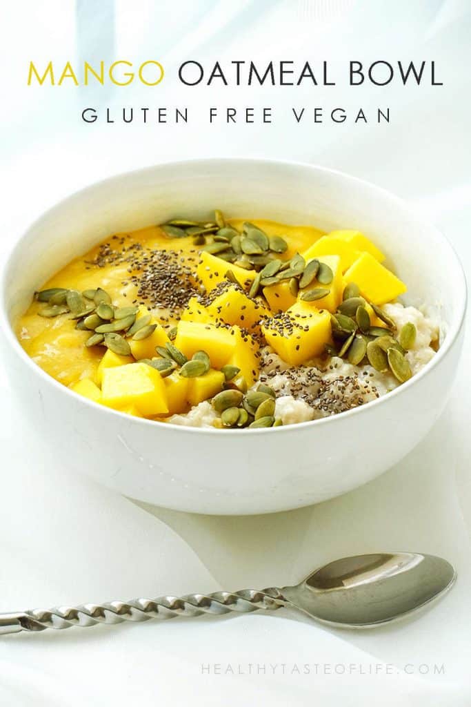 mango oatmeal bowl vegan gluten free breakfast
