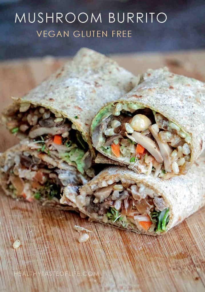 vegan gluten free mushroom burrito
