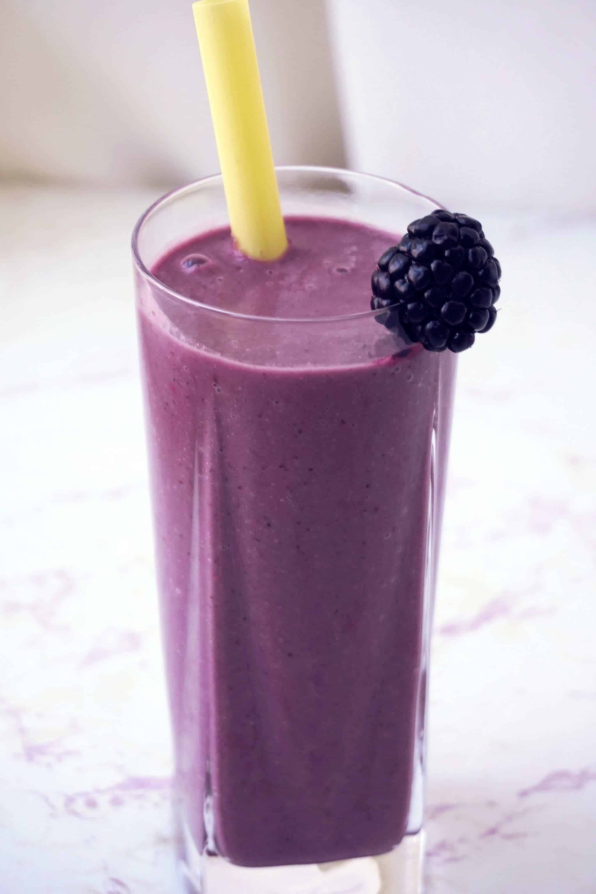 Mango Blackberry Smoothie - a healthy meal replacement smoothie recipe that includes healthy fats, protein and fiber.