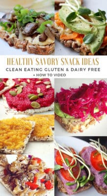 Looking for healthy simple gluten free, dairy free snack recipes? These clean eating savory snack ideas are perfect for health conscious people, easy to make, packed with nutrients, low in sugar and great for adults and even kids. They can make a quick gluten and dairy free meal if you don't have time for a proper meal. All these healthy homemade snacks are allergy-friendly, gluten free, dairy free and suitable even for vegan eaters!