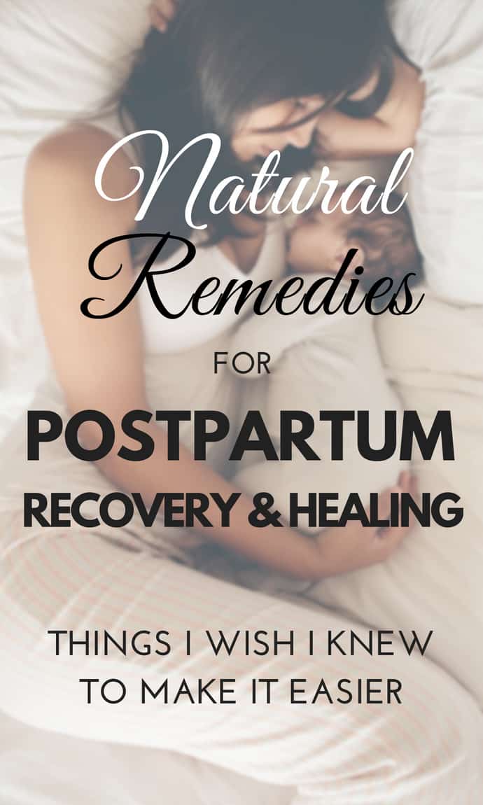 Natural remedies for postpartum healing - I'm sharing some natural postpartum recovery essentials, tips and natural remedies that helped me have a natural postpartum healing without using synthetic medications. How to deal with stitches, swelling, pain and hemorrhoids in a more natural way. 
