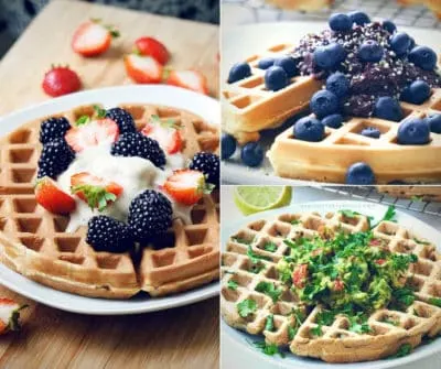 Learn how to make healthy waffles from scratch! These 3 simple, fluffy, gluten free belgian waffles recipe ideas will make your breakfast so much more enjoyable. They are easy to make, healthy, gluten-free, dairy-free (no butter, no milk) and refined sugar free