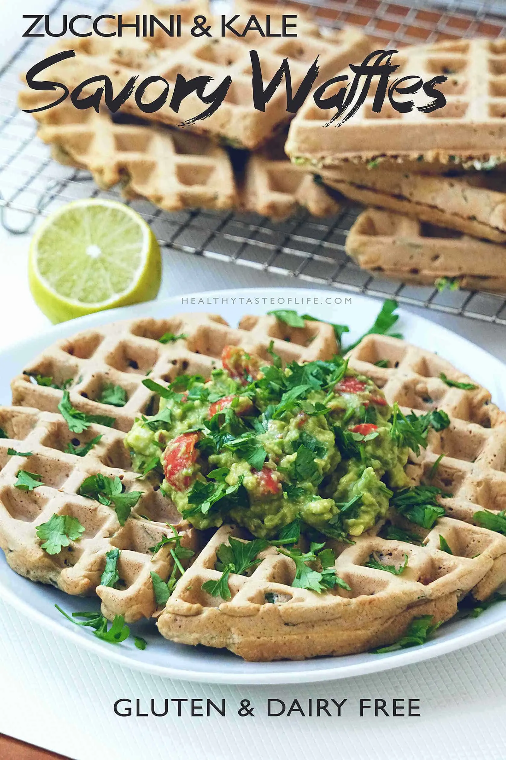 Learn how to make healthy gluten free savory waffles. This savory veggie waffles recipe is great for a clean eating brunch / breakfast or a healthy snack for kids. These waffles are dairy free, gluten free and can be served for lunch or dinner too!