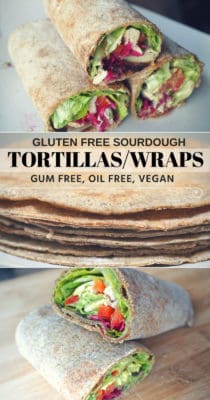 These healthy homemade tortillas / wraps are gluten free, vegan, gum free, oil free yet flexible and delicious! This gluten free tortilla / wrap recipe has a mix of gluten free flours (brown rice, cassava and sorghum) suitable for clean eating diets and allergy friendly. You can enjoy these wraps / tortillas as a savory breakfast, lunch or dinner. How to video included.