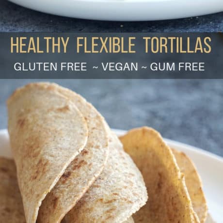 Learn how to make healthy vegan gluten free tortillas recipe made with gluten free sourdough starter and seeds. These soft gluten free tortillas are easy to make and pliable enough for breakfast burritos and wraps. Healthy gluten free sourdough tortillas - perfect for your clean eating diet. #glutenfreesourdough #glutenfreetortillas #vegantortillas