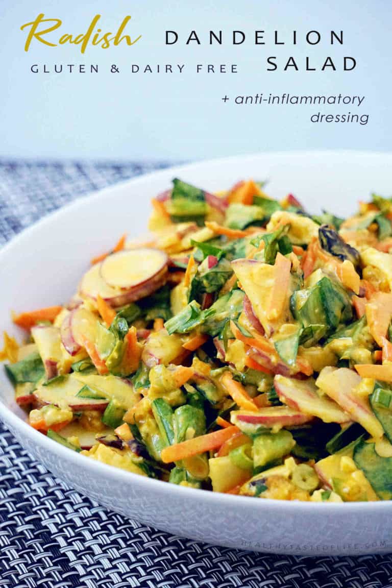 Radish Dandelion Salad + antiinflammatory dressing Gluten And Dairy