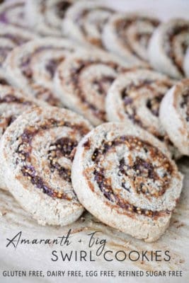 Crisp fig pinwheel cookies with a swirl of dried figs and chopped walnuts. They are also eggless and dairy free, suitable for gluten free and vegan diets. You can enjoy them as a snack, dessert or as a gift during holidays.