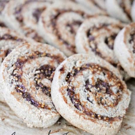 Crisp fig pinwheel cookies with a swirl of dried figs and chopped walnuts. They are also eggless and dairy free, suitable for gluten free and vegan diets. You can enjoy them as a snack, dessert or as a gift during holidays.