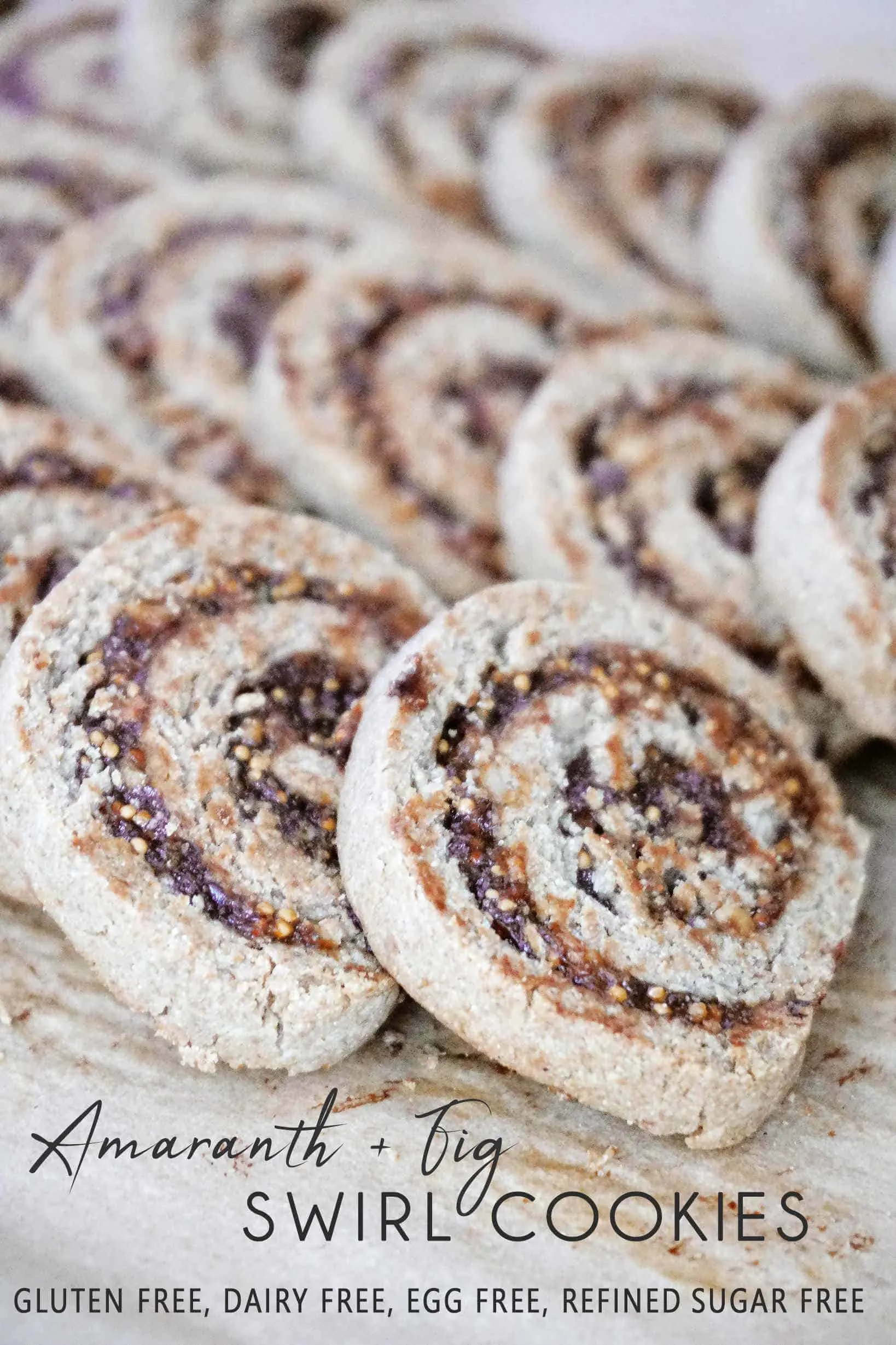 ACrisp fig pinwheel cookies with a swirl of dried figs and chopped walnuts. They are also eggless and dairy free, suitable for gluten free and vegan diets. You can enjoy them as a snack, dessert or as a gift during holidays.