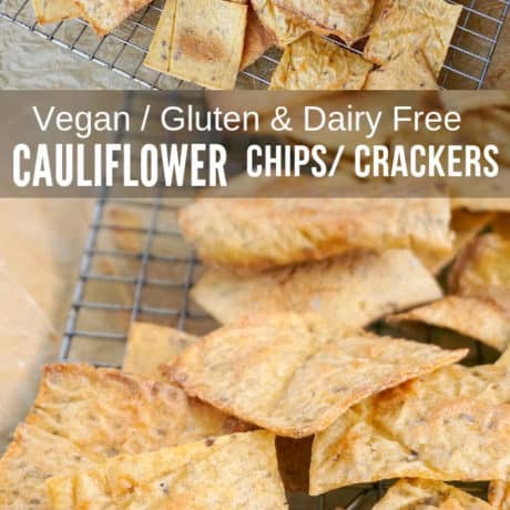 Healthy homemade cauliflower crackers recipe (dairy free, gluten free, egg free, vegan) great for when you crave that crunchy texture you find in snacks. Enjoy these cauliflower crackers with spreads, dips, soups, or plain; great for toddlers too!