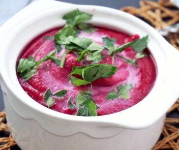 Creamy Vegan Beet Soup With Red Sauerkraut (Gluten Free)