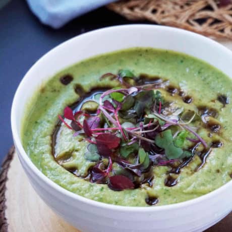 Healthy Creamy Broccoli Soup Recipe (Dairy Free, Gluten Free) + Video. Even though this vegan broccoli soup has no cheese, is absolutely delicious. It’s simple, easy and ready in only 25 minutes, great for toddlers too.