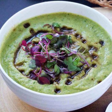 Healthy Creamy vegan broccoli soup gluten free, coconut milk free