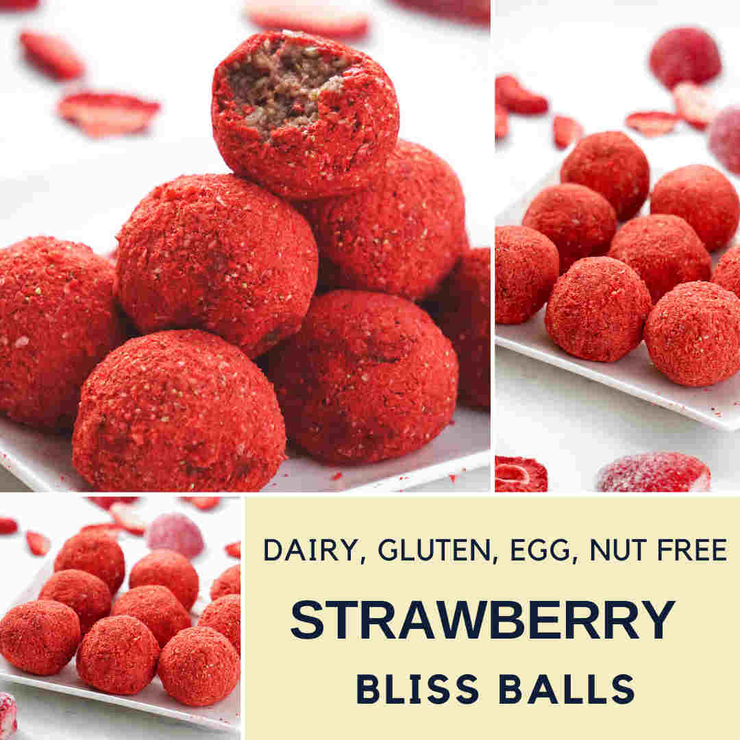 Healthy Nut Free Strawberry Bliss Balls Recipe (Paleo)