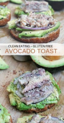 Looking for healthy gluten free avocado toast ideas for breakfast? Try this gluten free dairy free avocado toast made with gluten free sourdough buns – a savory and filling breakfast, lunch, or snack perfect for you clean eating diet.