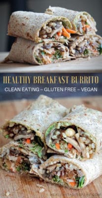 Vegan gluten free breakfast burrito – a homemade healthy recipe perfect for savory breakfast fans. These gluten free breakfast burritos are a perfect make ahead option to start your busy mornings in a healthy way. They are vegan, dairy free, gluten free, egg free and perfect for your clean eating diet.