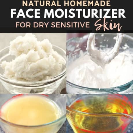 DIY Natural Homemade Face Moisturizer for Dry Sensitive Skin - it’s ultra hydrating, great for redness, eczema, rosacea and damaged skin during winter. This recipe will show you how to make a delicate homemade face moisturizer intended for dry sensitive skin that can be used daily (night and day) with all natural organic skin healing ingredients: mango butter, herb infused oil and a blend of essential oils.