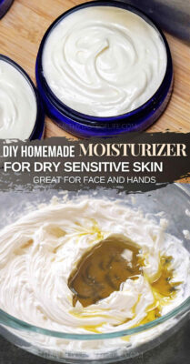 Make the best natural homemade moisturizer for dry skin (or sensitive skin) for face and hands, with only natural ingredients. This homemade face moisturizer will give your face skin a soft, supple feeling without clogging your pores. This DIY face moisturizer can be used as a nightly repair cream or a daily moisturizer for the driest skin including aging skin. Watch the how-to video for this DIY face moisturizer! #diymoisturizer #dryskin #homemademoisturizer #facemoisturizer #naturalmoisturizer