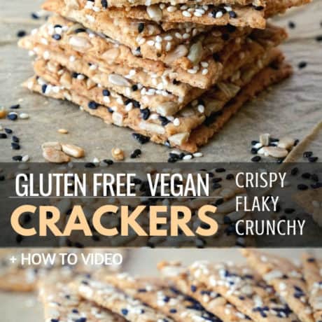 Looking for a healthy homemade gluten free crackers recipe? These are crispy, thin, flaky, vegan, gluten free crackers that are easy to make and ready in 30 minutes. A delicious homemade snack perfect for your entire family including kids!