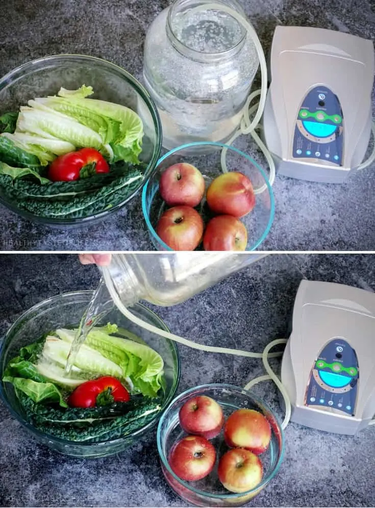 Using ozone in the water to disinfect vegetables and fruits.