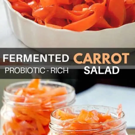 Lacto Fermented Carrot Salad Recipe - A very easy and healthy Paleo, Whole 30, And Vegan Carrot Salad made with fermented shaved carrots and a mix of spices. A probiotic-rich, tangy and fragrant carrot salad that can be served as a side dish or topping.