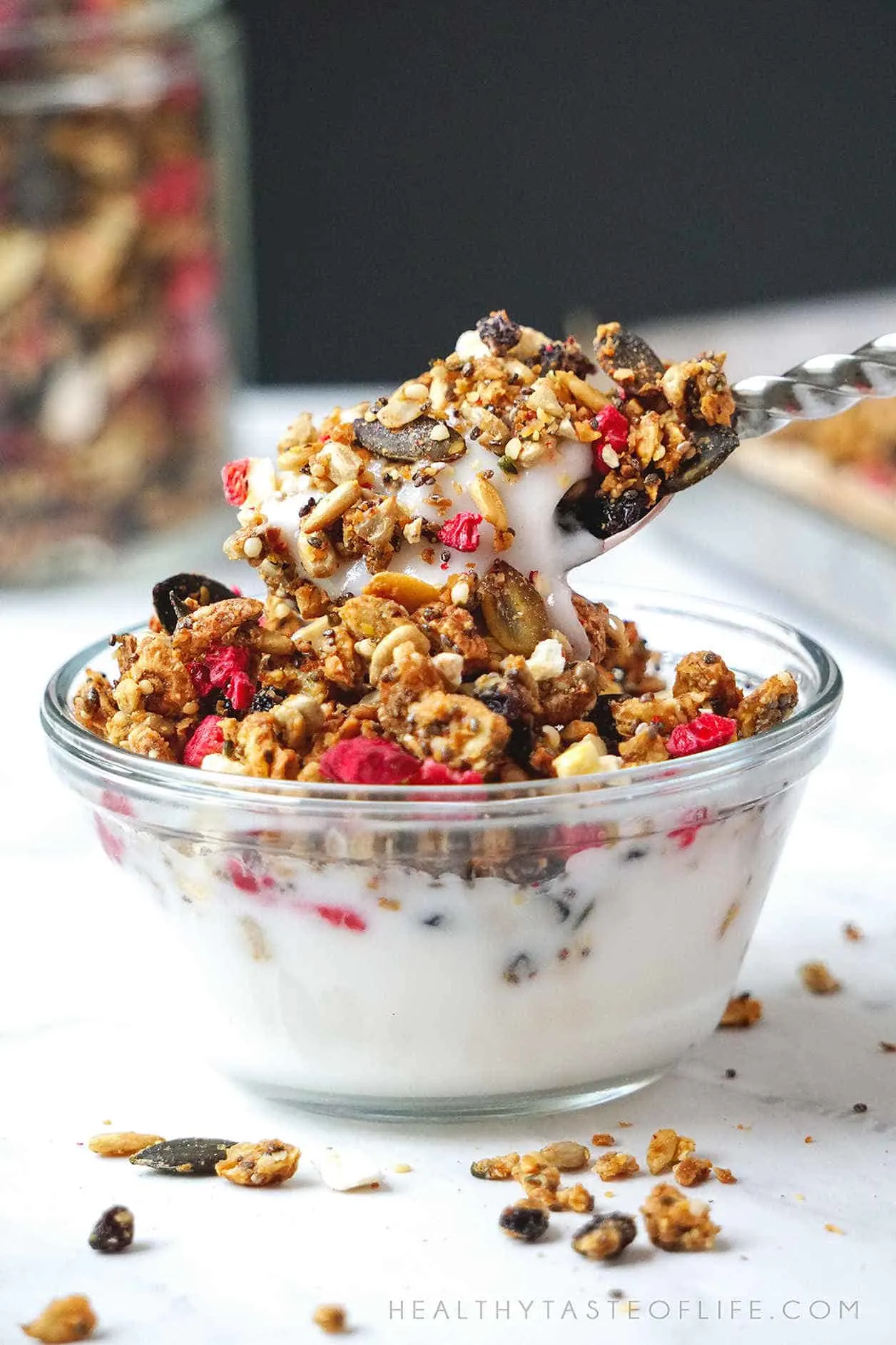 Healthy Keto Granola Recipe - great for Low Carb, Paleo, Whole 30, Dairy Free, Gluten Free and Vegan diets.