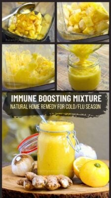 Immune Boosting Mixture with Ginger Garlic Lemon Honey (Spoonable Remedy) Cold and flu season