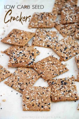 Low carb seed crackers (dairy free) recipe that is suitable for keto, paleo and vegan eaters. These keto seed crackers can be used as a low carb snack, or served a long with your salad or soup.