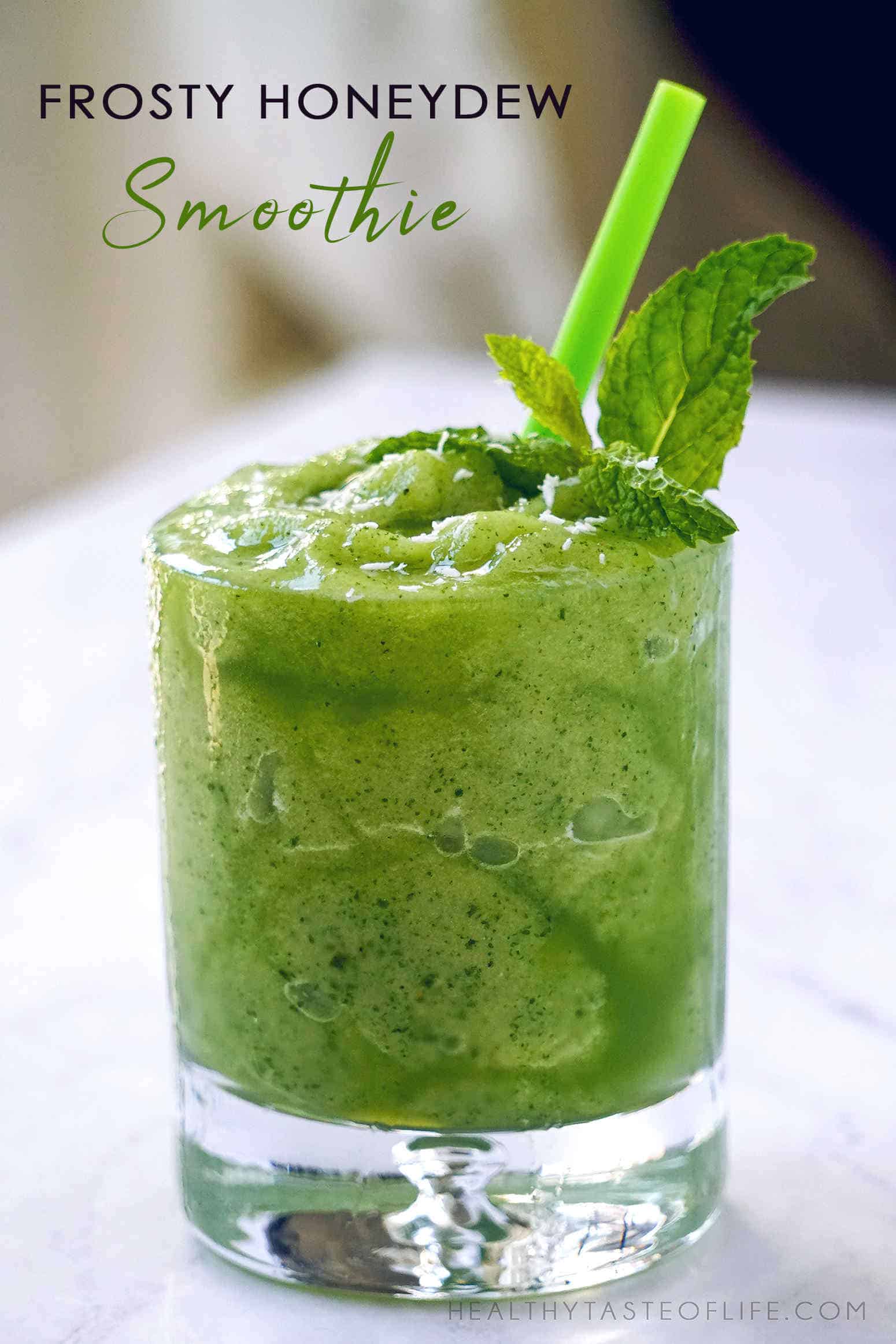 Honeydew Smoothie (Slush)  A Refreshing Summer Drink recipe made with honeydew melon and mint leaves.