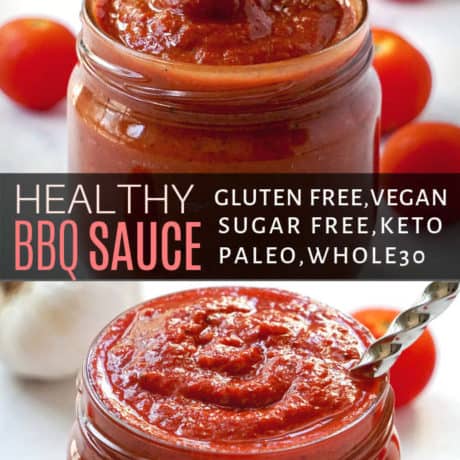 Healthy Homemade BBQ Sauce - Sugar Free, Low Carb, Gluten Free, Dairy Free. A clean eating homemade BBQ sauce recipe made without ketchup that is also paleo, keto, whole30 and vegan friendly. Brush this Healthy Sugar free BBQ sauce onto veggies, your favorite piece of meat or use it as a dipping sauce.