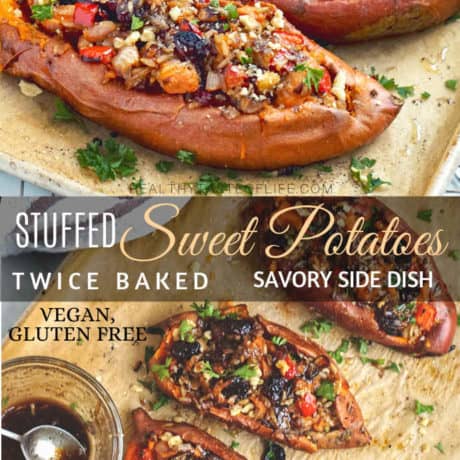 Savory Twice Bakes Sweet potatoes - Vegan, Gluten Free, Dairy Free Dinner.