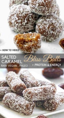 Salted caramel balls with peanut butter and dates