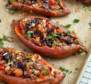 stuffed sweet potatoes with savory filling twice baked