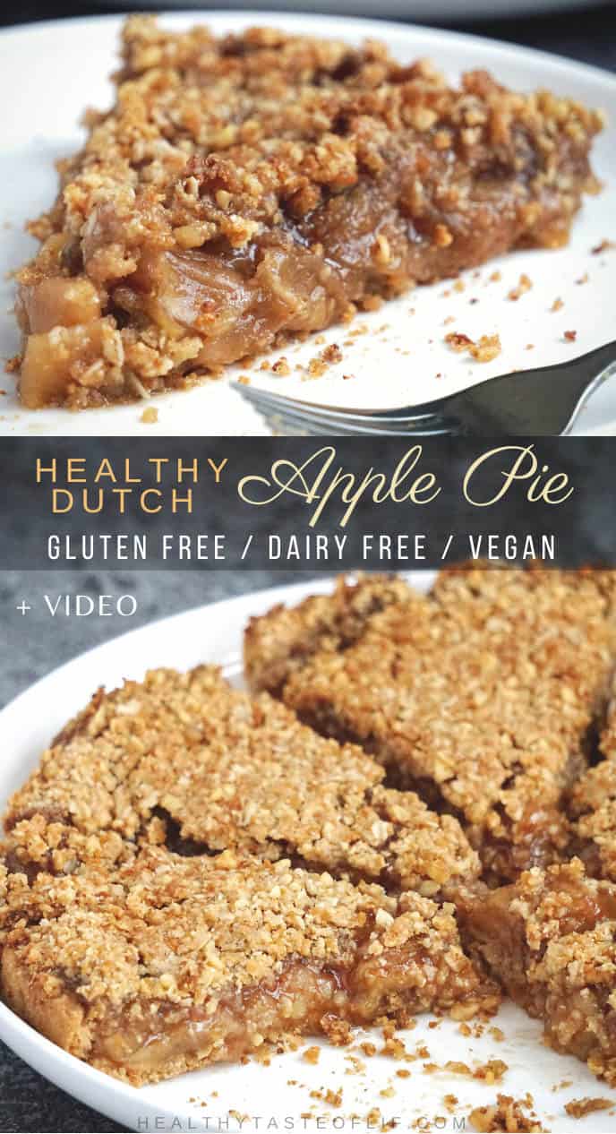 Healthy Crumble Apple Pie (Vegan / Gluten Free / Dairy Free / Egg Free) Recipe: thin slices of flavorful apples in a delicious cinnamon filling placed on a gluten free vegan pie crust and topped off with a crunchy cinnamon maple sugar crumb topping - creates the best Vegan Gluten Free Dutch Apple Pie for your Holiday table. Easy, simple and delicious!
