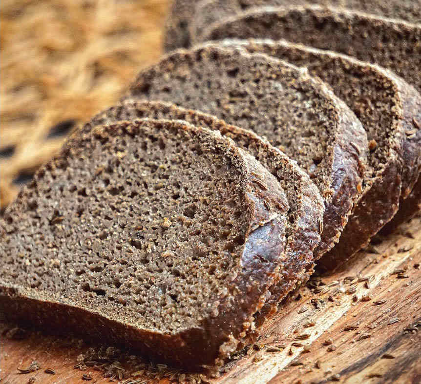 Gluten free sourdough pumpernickel bread with buckwheat and teff flour