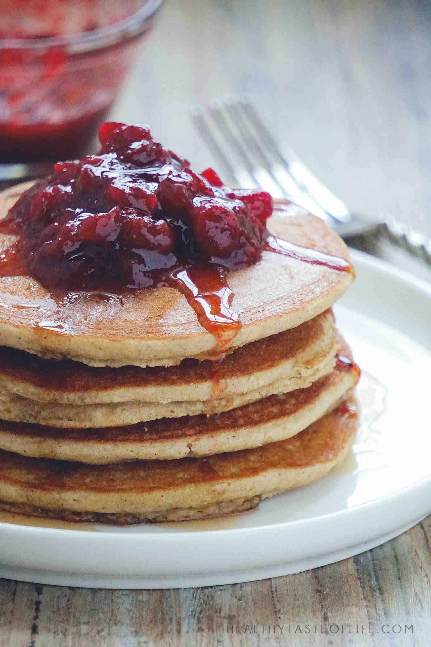 Gluten Free Sourdough Pancake recipe - Light and fluffy dairy free pancakes made with sorghum flour and gluten free sourdough starter.