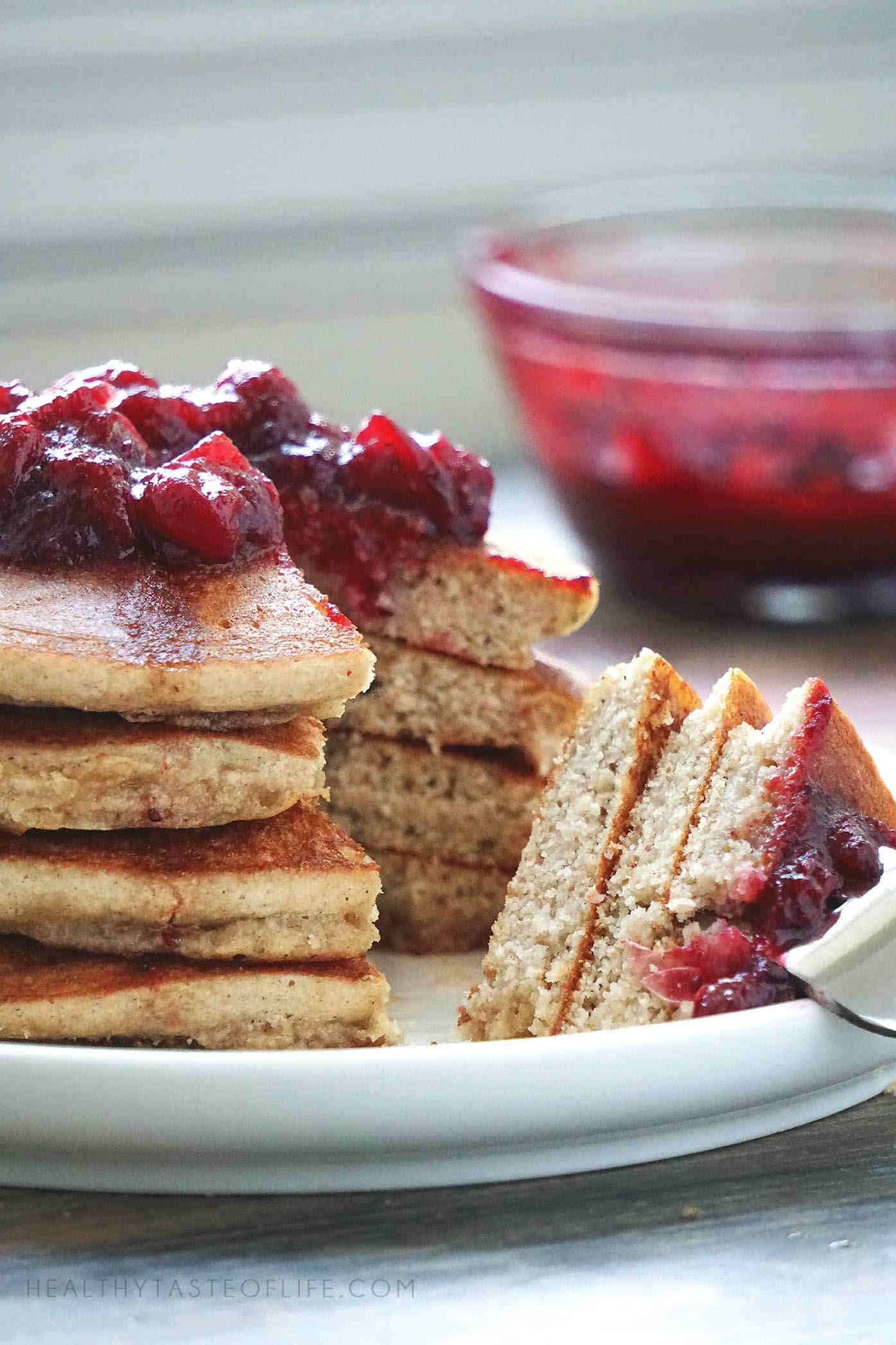 Healthy Gluten Free Sourdough Pancakes or Sorghum Pancakes Made soft and fluffy inside.