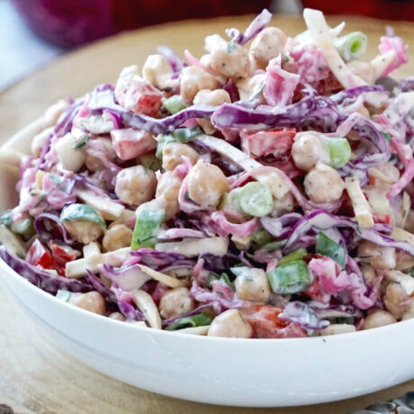 creamy chickpea salad with cabbage featuring image