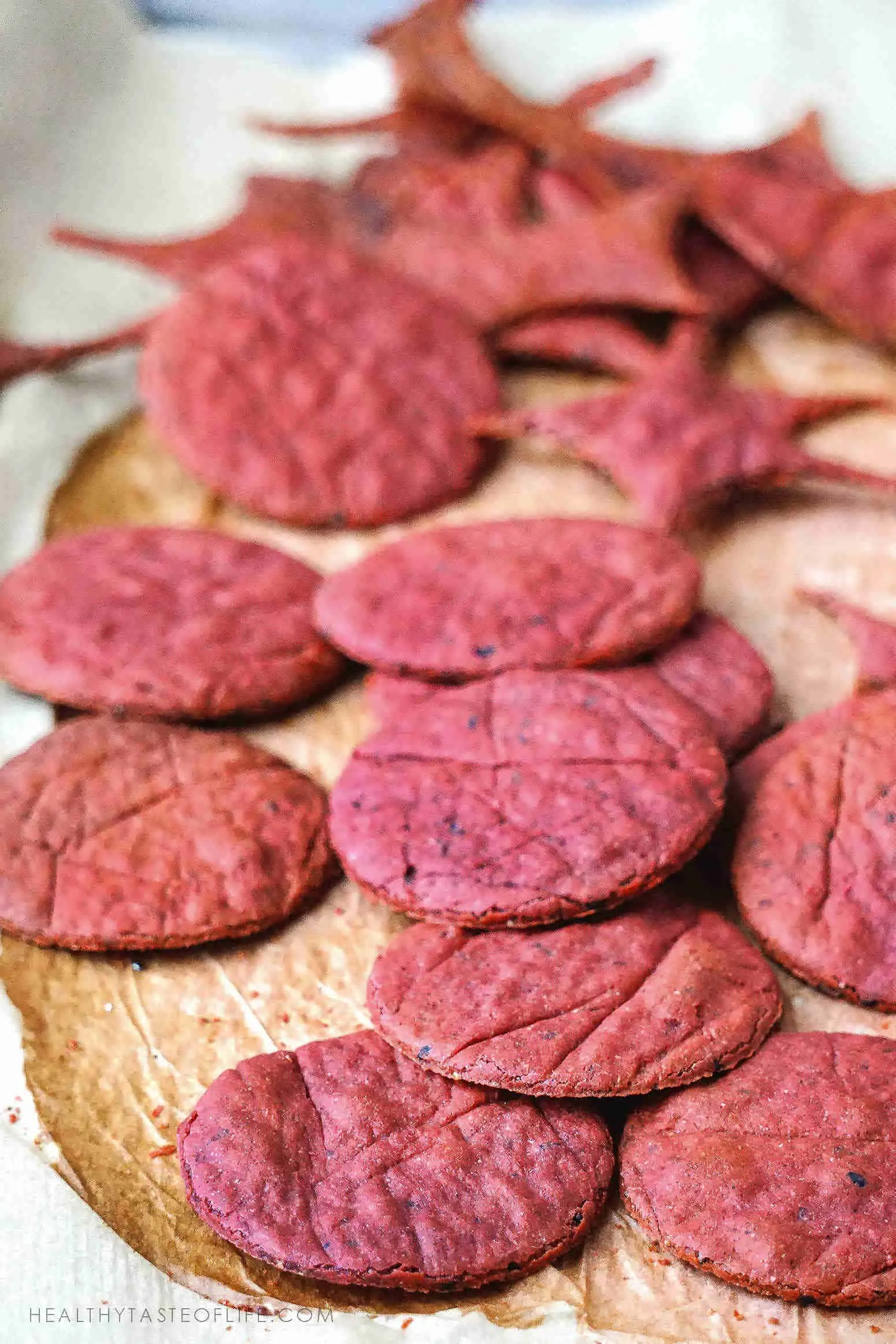 round crackers made with beets