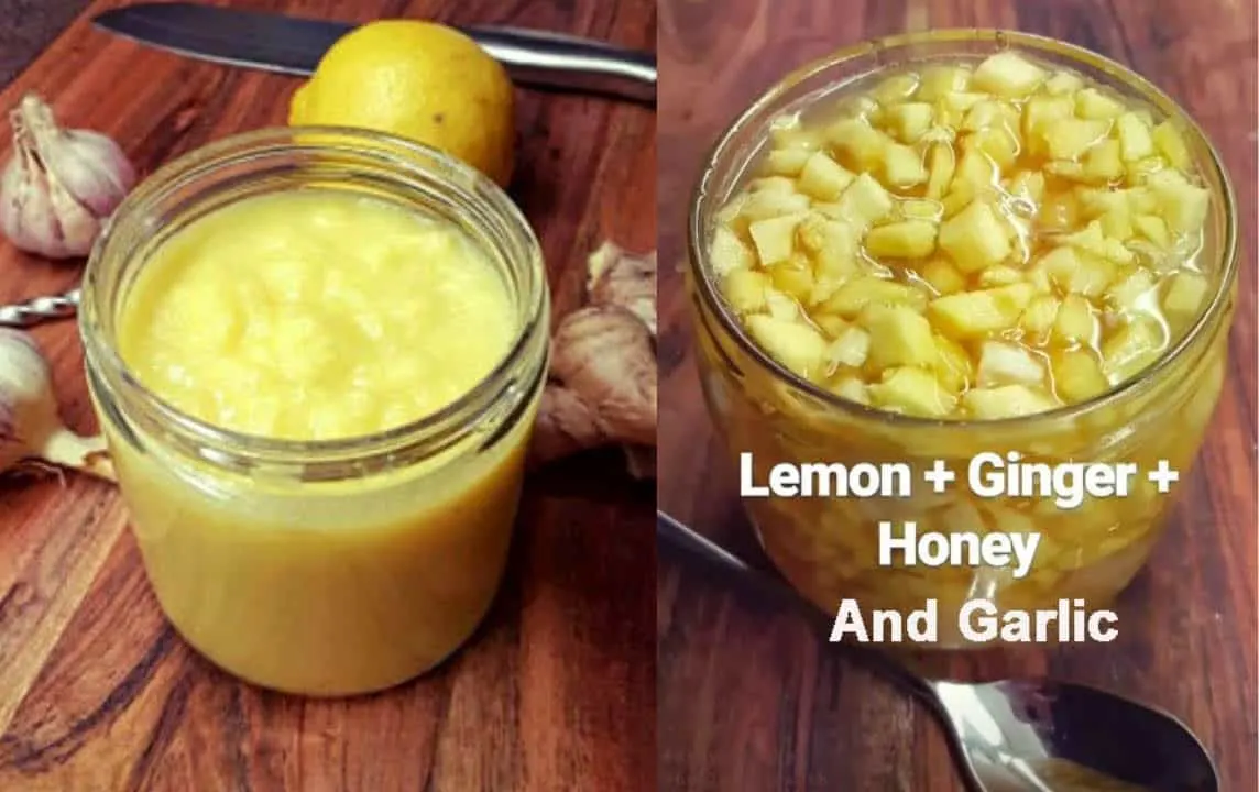 Lemon ginger garlic honey mixture - a powerful cold and flu bomb recipe.